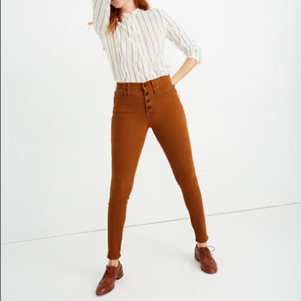 Burnt Sienna Madewell Button Up Jeans